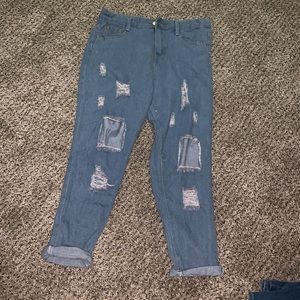 Faded, ripped up jeans